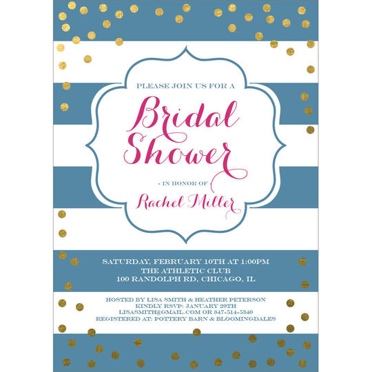 Wedgewood with Gold Confetti Bridal Shower Invitations